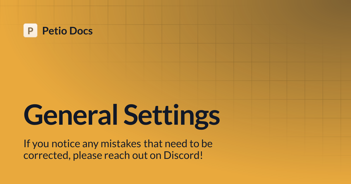 General Settings | Petio Docs